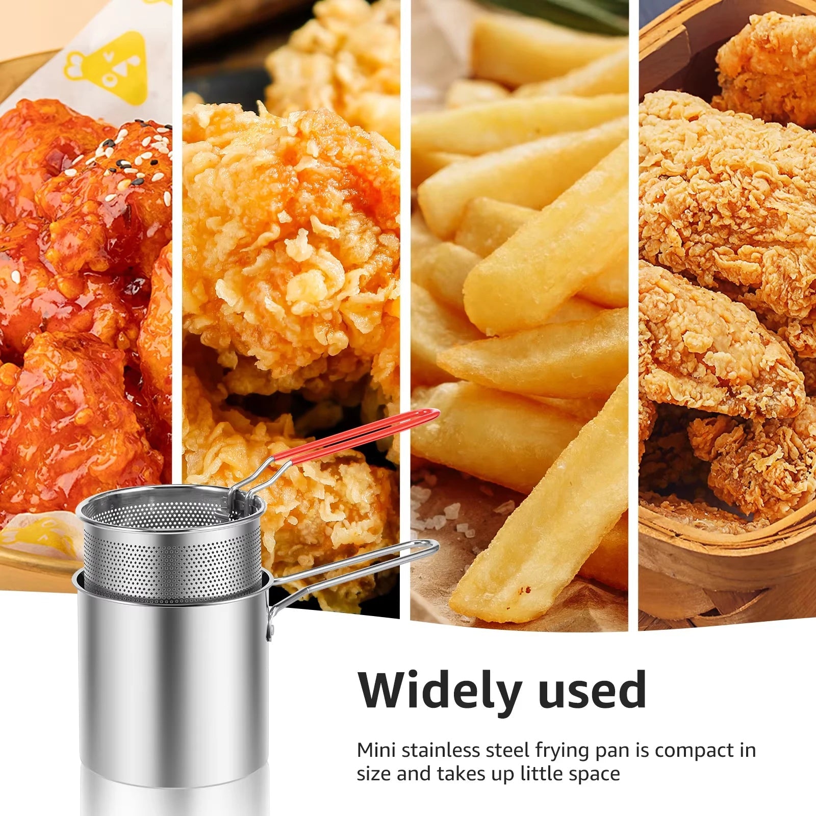 Stainless Steel Deep Frying Pot with Strainer Basket (1200ml)