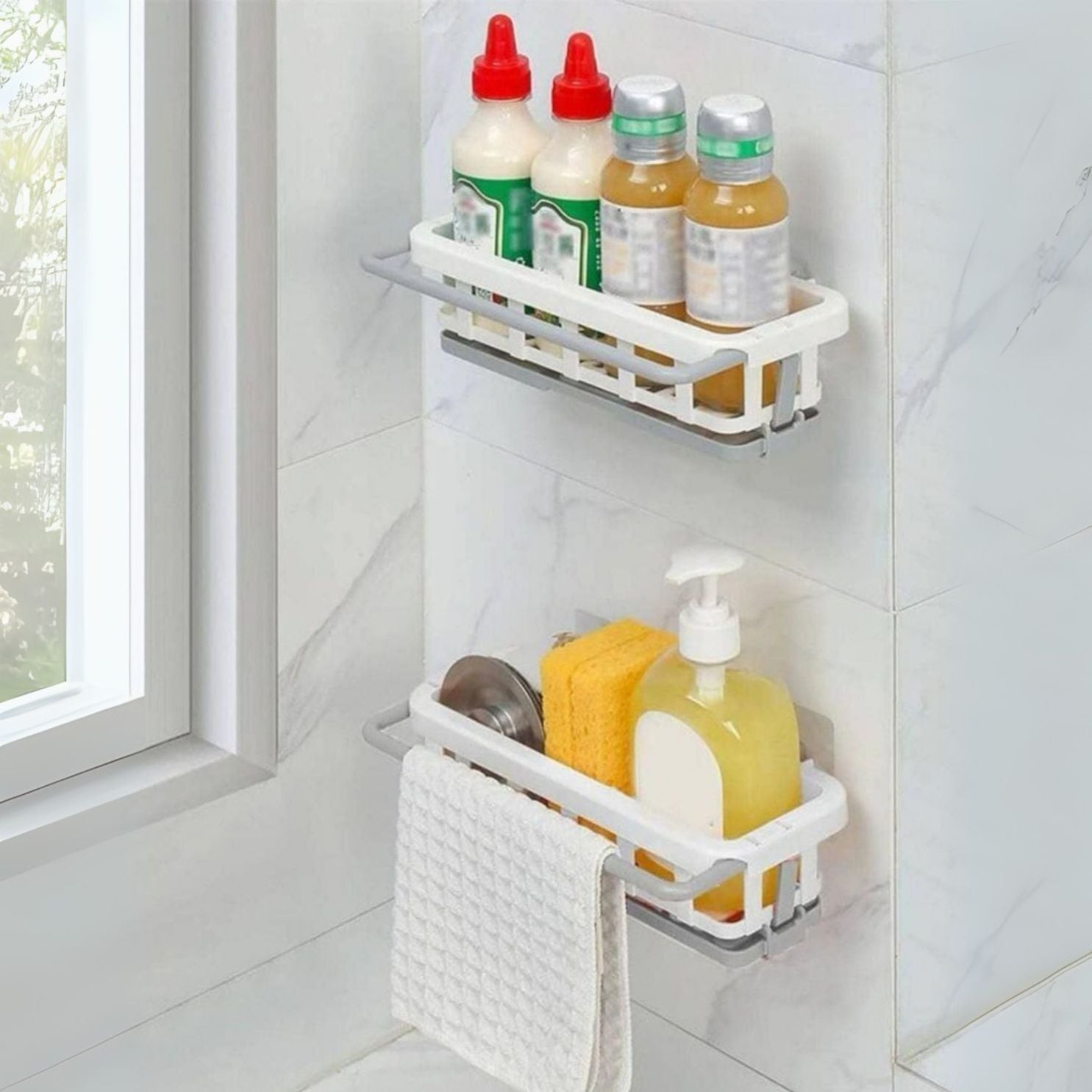 Retractable Sink Storage Tray with Drying Basket