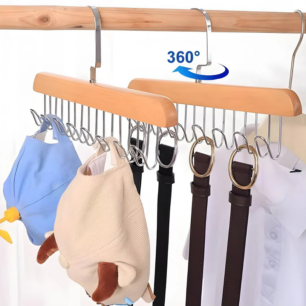 Space Saving 8 Hooks Wooden Hangers ( Pack of 2 Pcs )