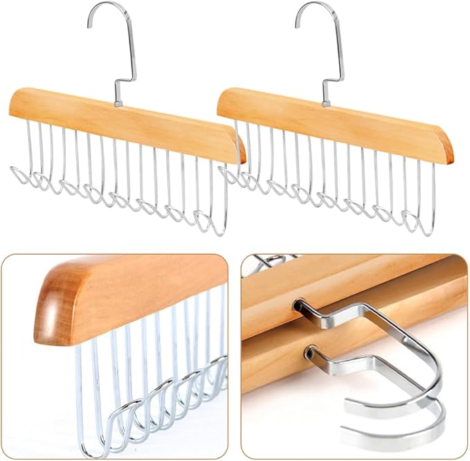 Space Saving 8 Hooks Wooden Hangers ( Pack of 2 Pcs )