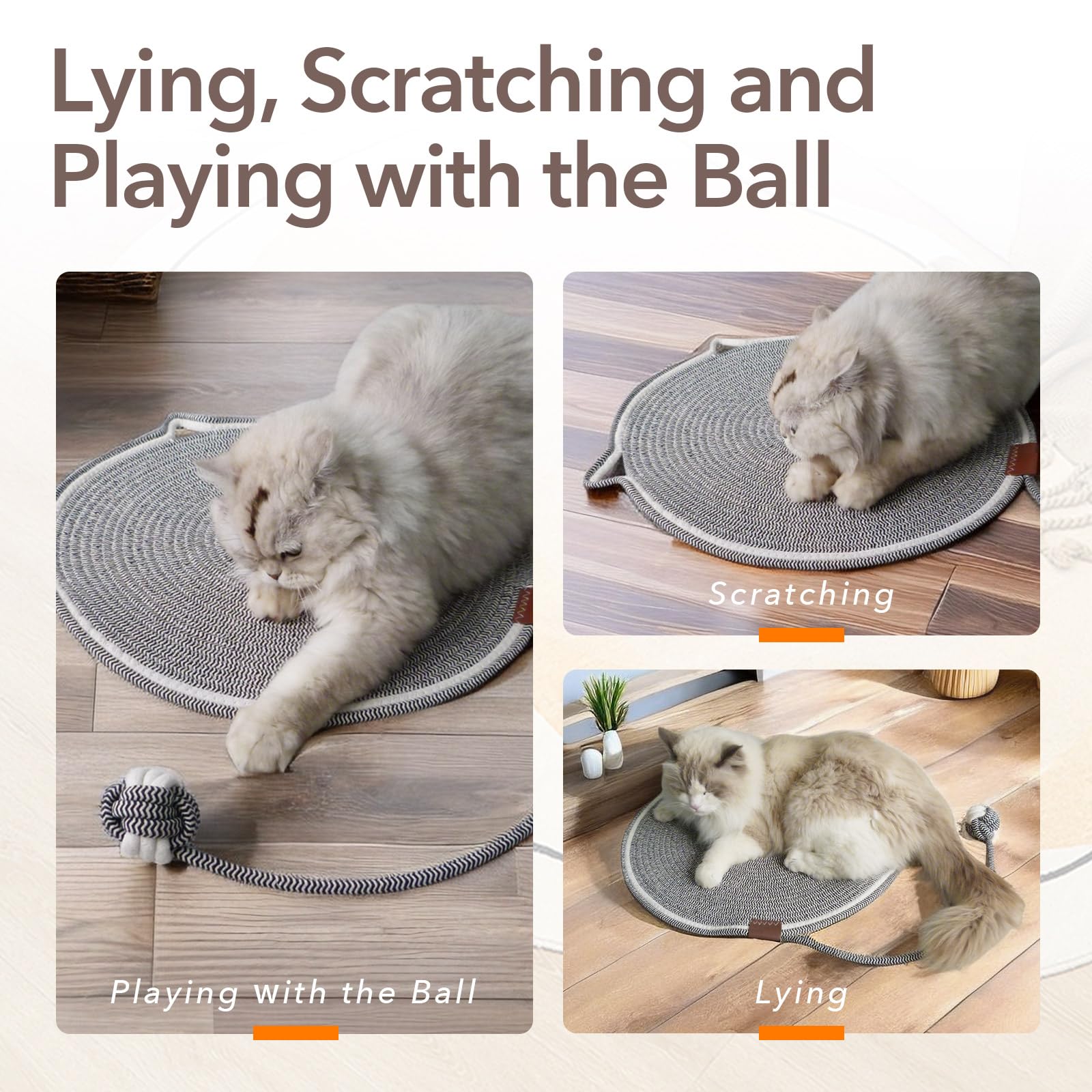 Cat scratch mat with interactive ball