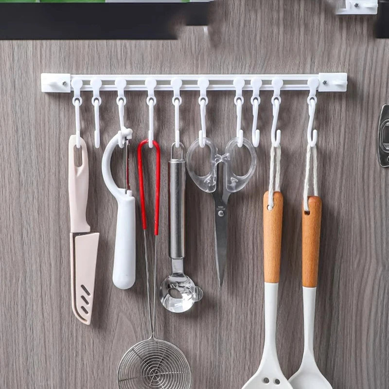 Multipurpose Sliding Hook Rail with 10 Adjustable Hooks