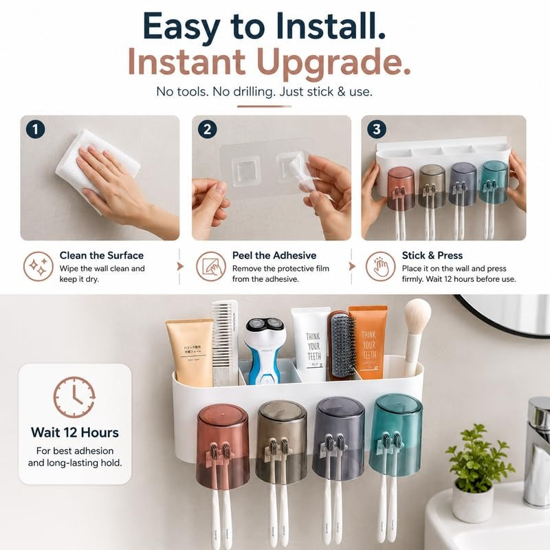 No-Drill Self-Adhesive Bathroom Organizer