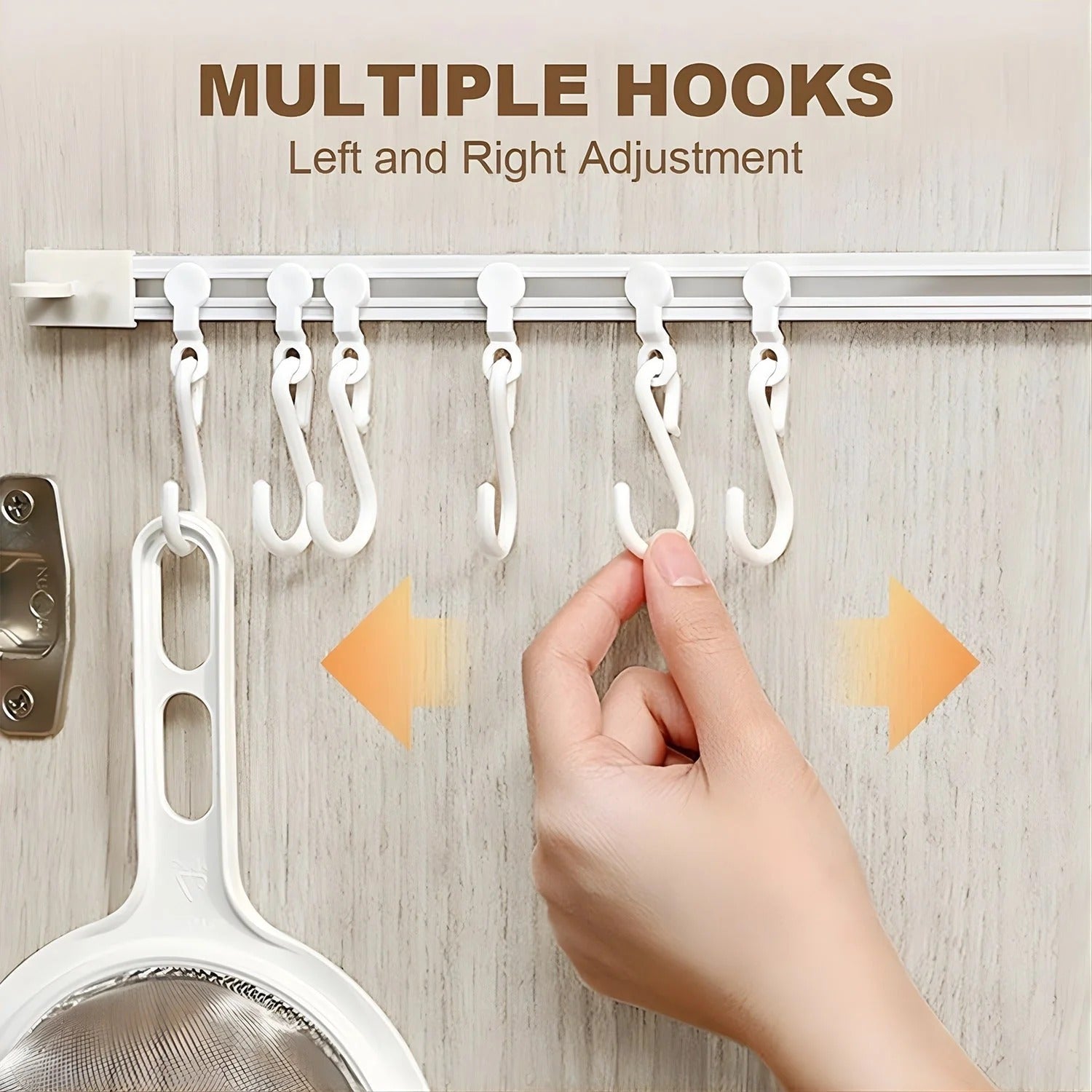 Multipurpose Sliding Hook Rail with 10 Adjustable Hooks