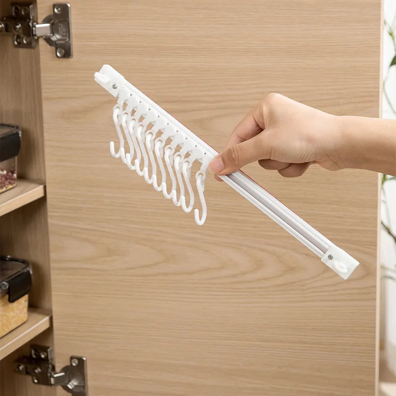 Multipurpose Sliding Hook Rail with 10 Adjustable Hooks