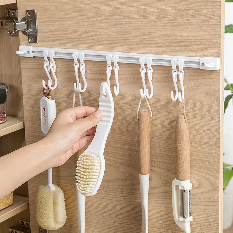 Multipurpose Sliding Hook Rail with 10 Adjustable Hooks